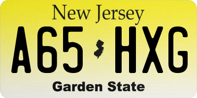 NJ license plate A65HXG