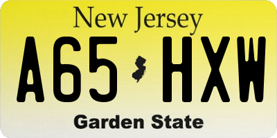 NJ license plate A65HXW