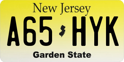 NJ license plate A65HYK