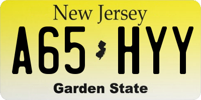NJ license plate A65HYY