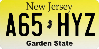 NJ license plate A65HYZ