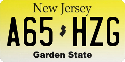 NJ license plate A65HZG