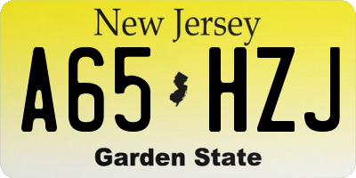 NJ license plate A65HZJ