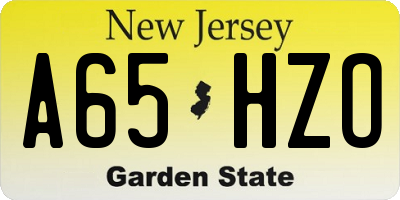NJ license plate A65HZO