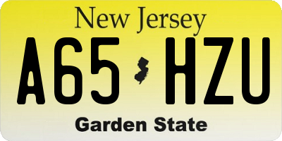 NJ license plate A65HZU