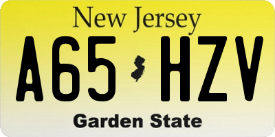 NJ license plate A65HZV