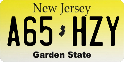 NJ license plate A65HZY