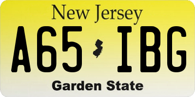 NJ license plate A65IBG