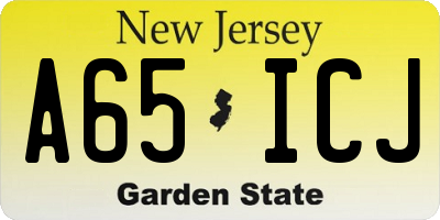 NJ license plate A65ICJ