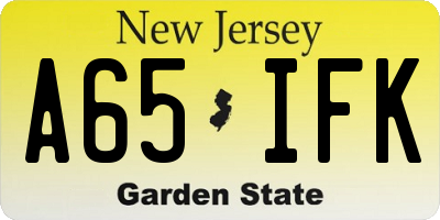 NJ license plate A65IFK