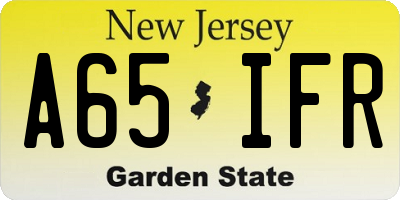 NJ license plate A65IFR