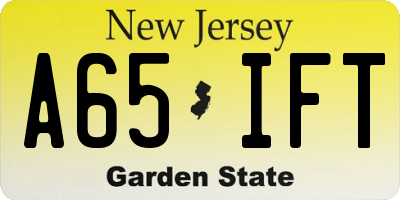 NJ license plate A65IFT