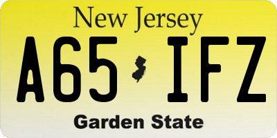 NJ license plate A65IFZ