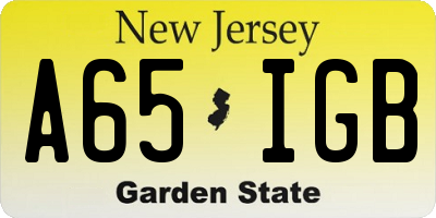 NJ license plate A65IGB