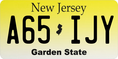 NJ license plate A65IJY