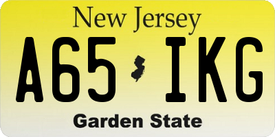 NJ license plate A65IKG