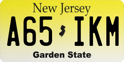 NJ license plate A65IKM