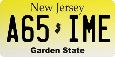 NJ license plate A65IME