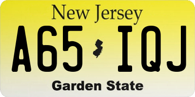 NJ license plate A65IQJ