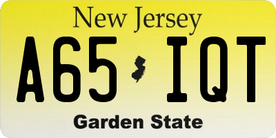 NJ license plate A65IQT