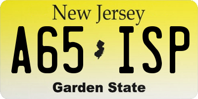 NJ license plate A65ISP
