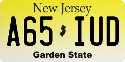 NJ license plate A65IUD