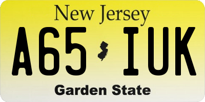 NJ license plate A65IUK