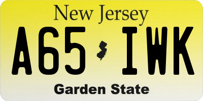NJ license plate A65IWK