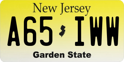 NJ license plate A65IWW