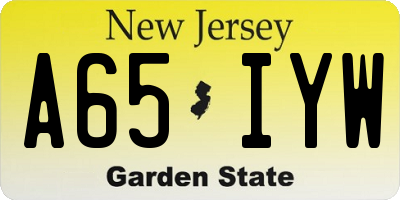 NJ license plate A65IYW