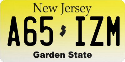 NJ license plate A65IZM