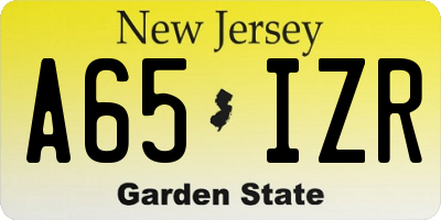 NJ license plate A65IZR