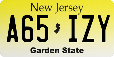 NJ license plate A65IZY