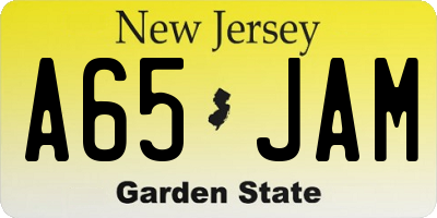NJ license plate A65JAM