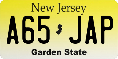 NJ license plate A65JAP