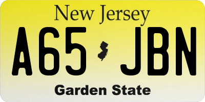NJ license plate A65JBN