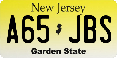 NJ license plate A65JBS