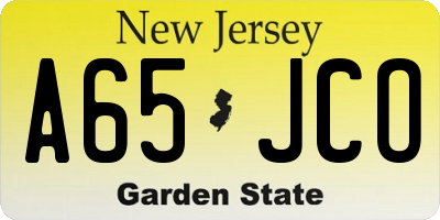 NJ license plate A65JCO