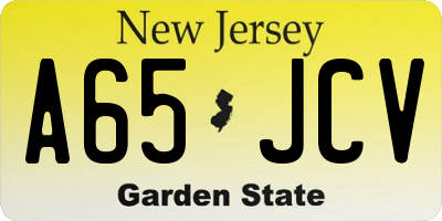NJ license plate A65JCV