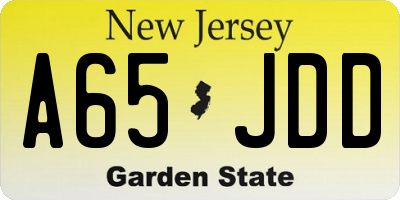NJ license plate A65JDD