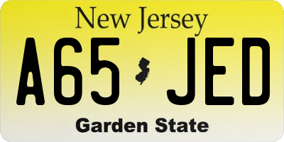 NJ license plate A65JED