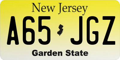 NJ license plate A65JGZ