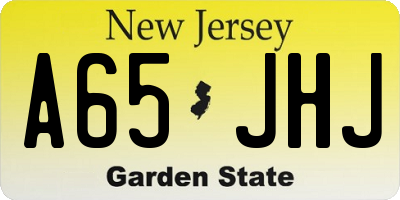 NJ license plate A65JHJ