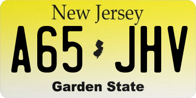 NJ license plate A65JHV