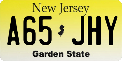 NJ license plate A65JHY