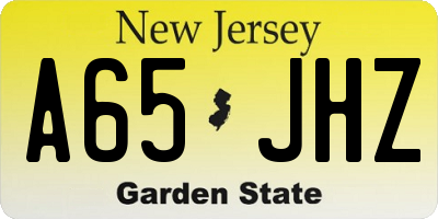 NJ license plate A65JHZ