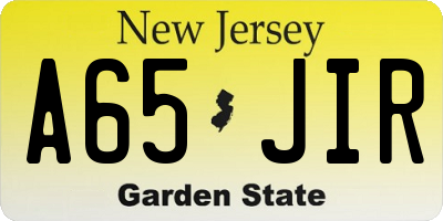 NJ license plate A65JIR