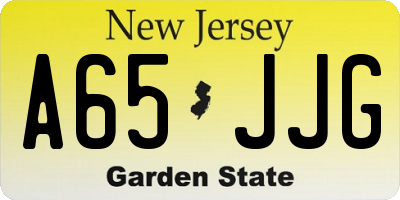 NJ license plate A65JJG