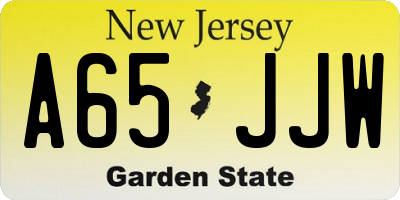 NJ license plate A65JJW