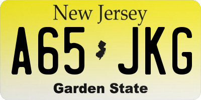 NJ license plate A65JKG